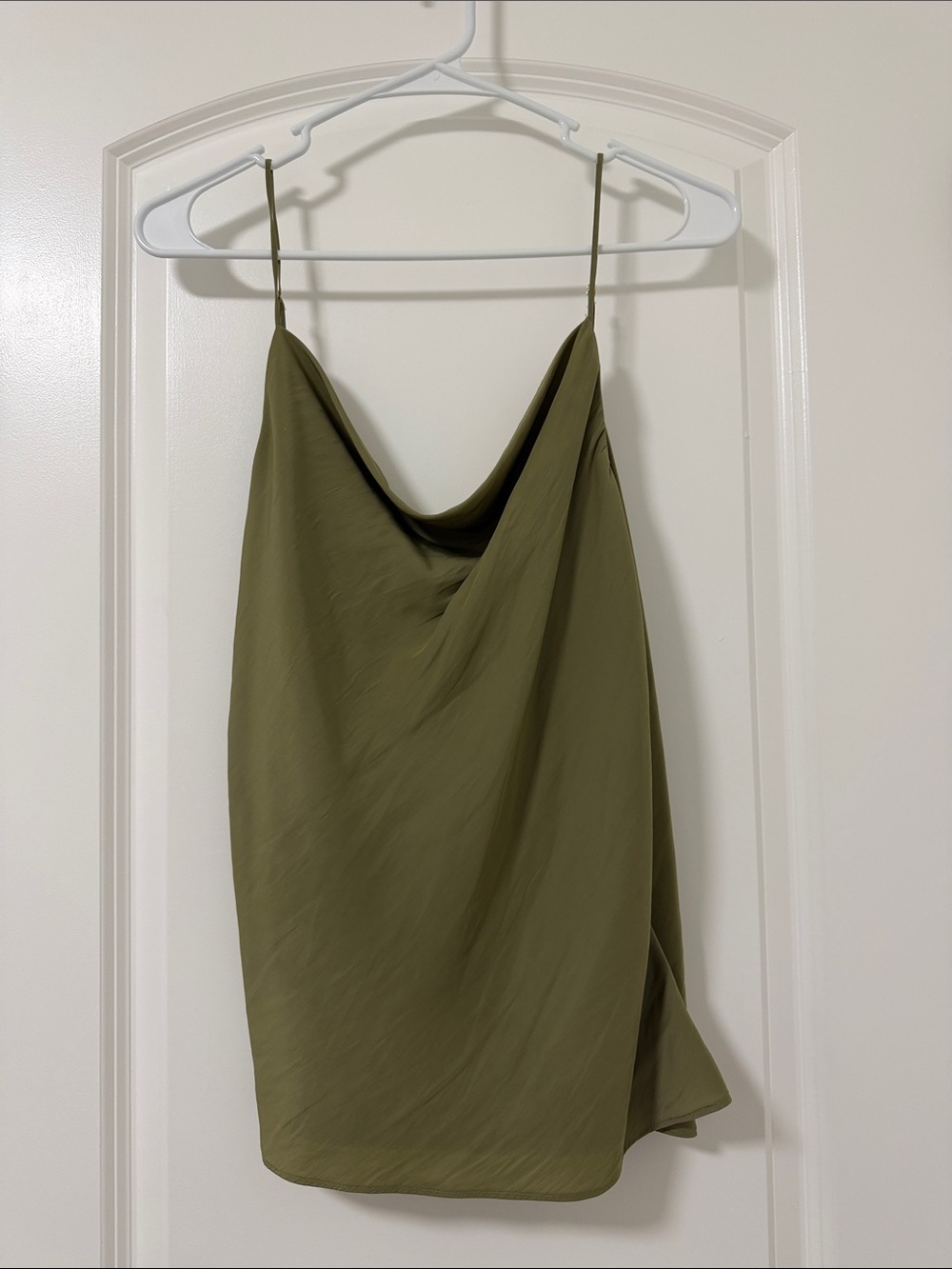 Aritzia Olive Green Satin Cowl Neck Camisole